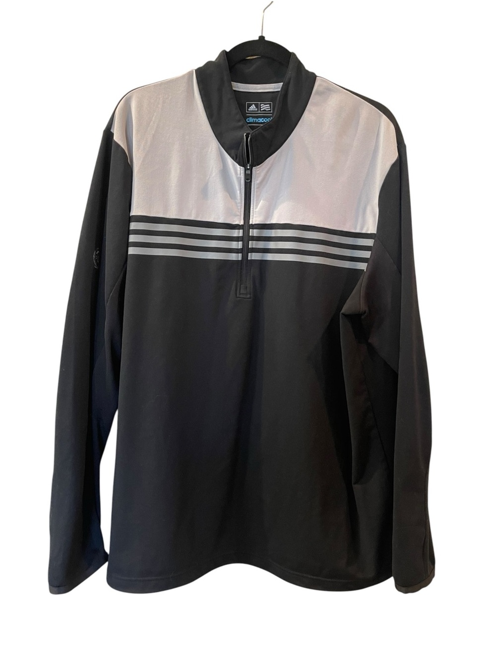 Adidas Golf Climacool Men’s Pullover Jacket Black Grey 1/4 Zip 3-Stripe Size: XL